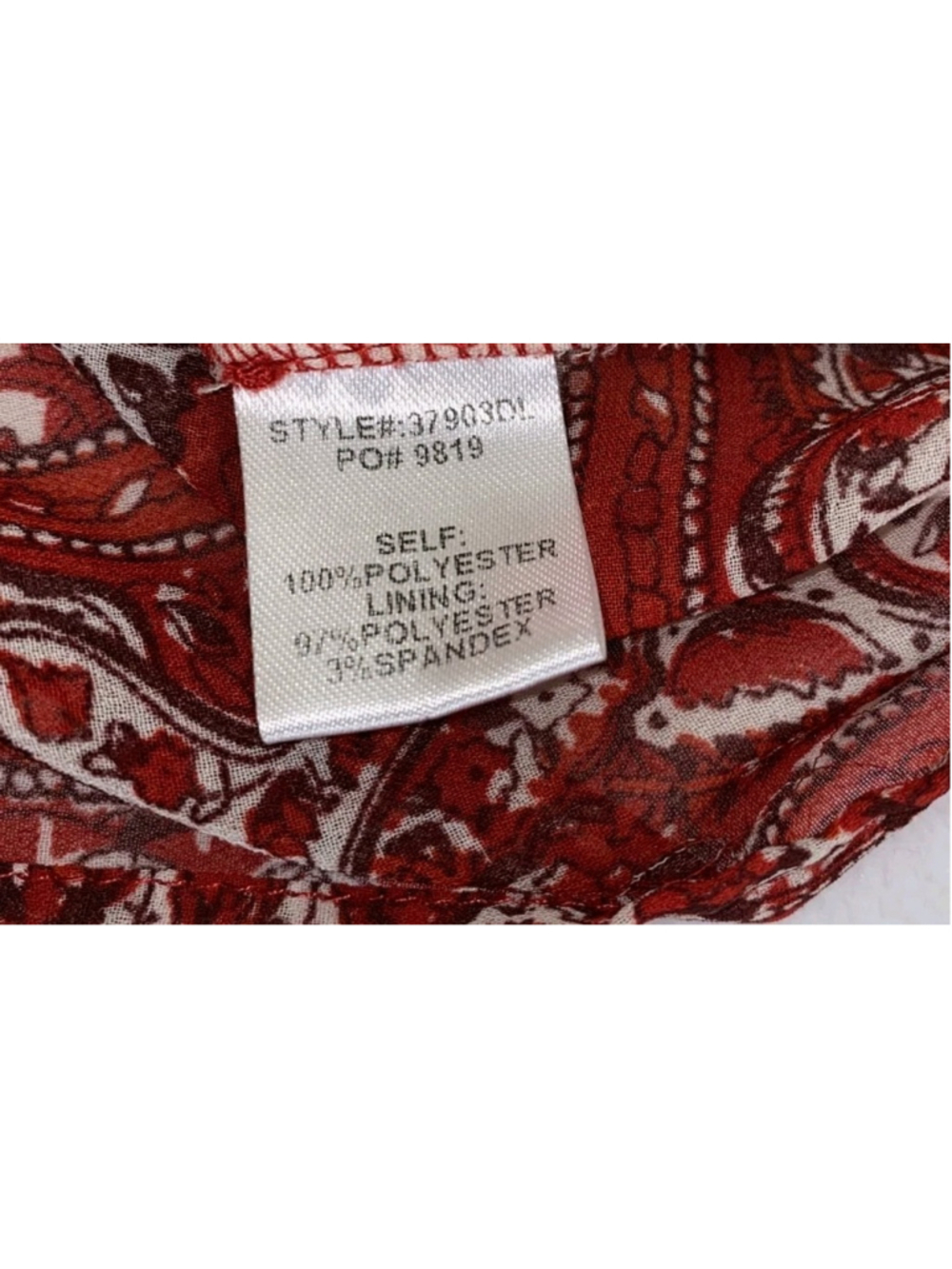 Skies Are Blue Cold Shoulder Blouse Womens L Red Paisley Boho Top - Picture 4 of 5